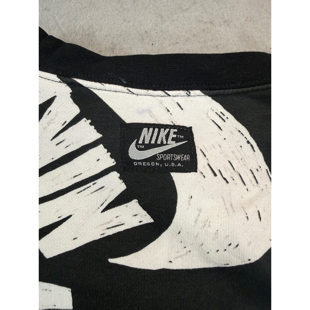 Nike Sportswear Womens Black All Over Print Swoosh Logo Cropped Sweatshirt L - Picture 5 of 8